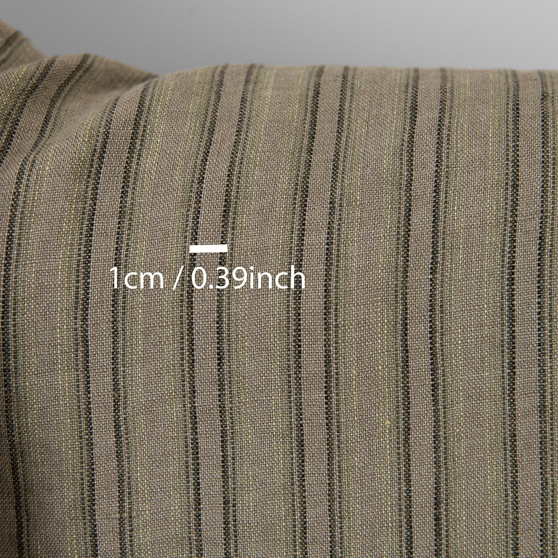 Washed Linen Fabric — Brown-Green Stripes | Heavyweight