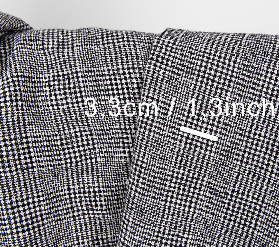Linen Wool Fabric – Washed Black & Off-White Glen Plaid