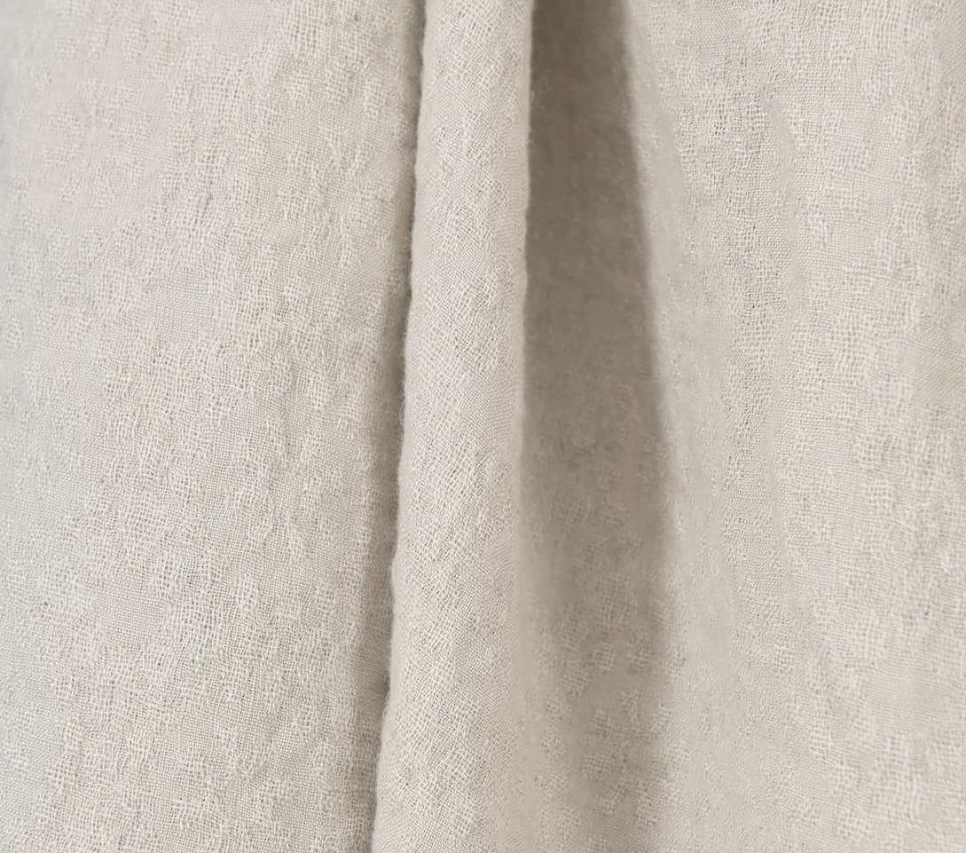 Linen Wool Fabric – Washed Ice Grey Floral Jacquard