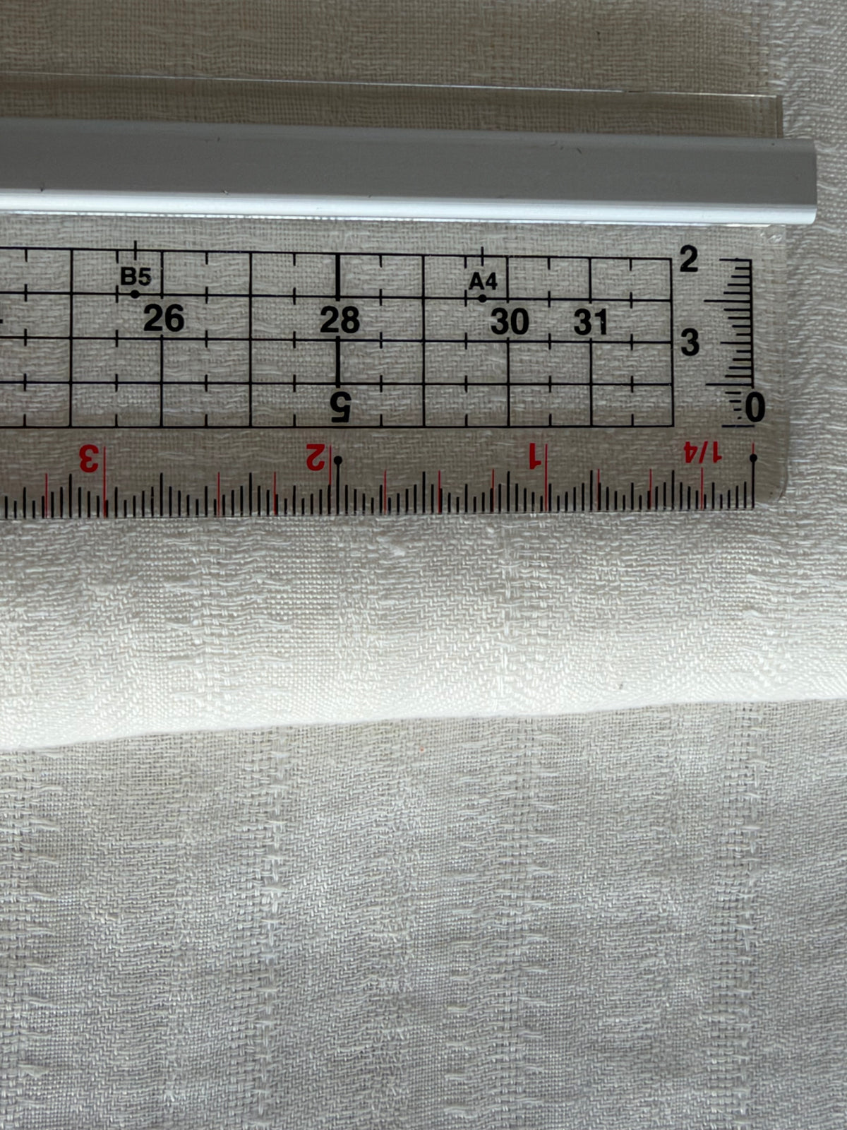 Off-White Washed Linen Fabric with Delicate Stripes