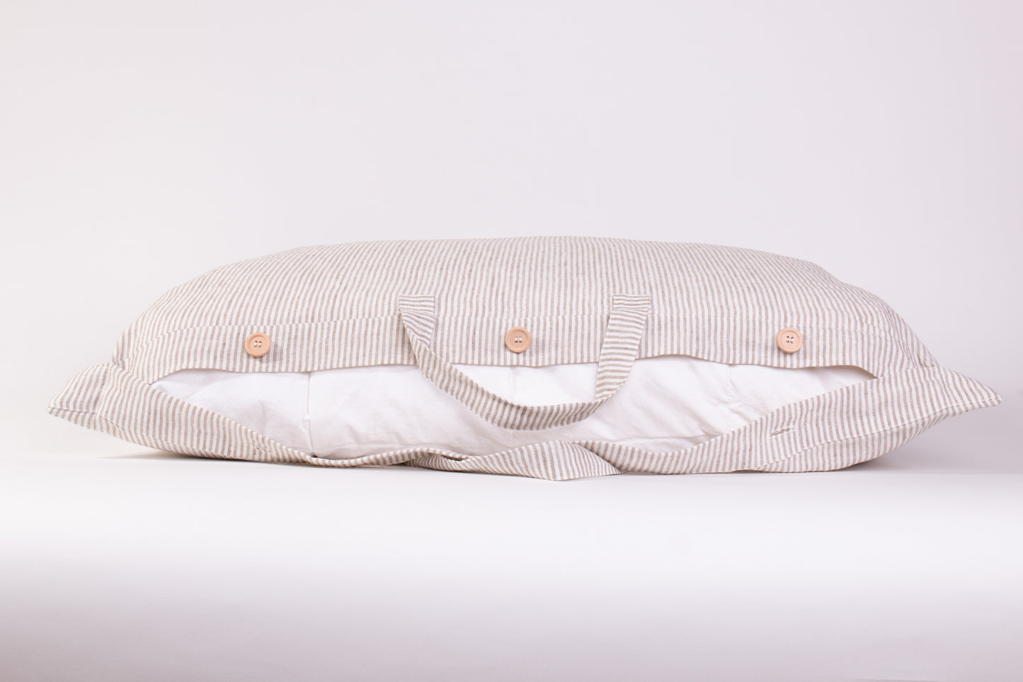 Striped Linen Storage Bags with Handles
