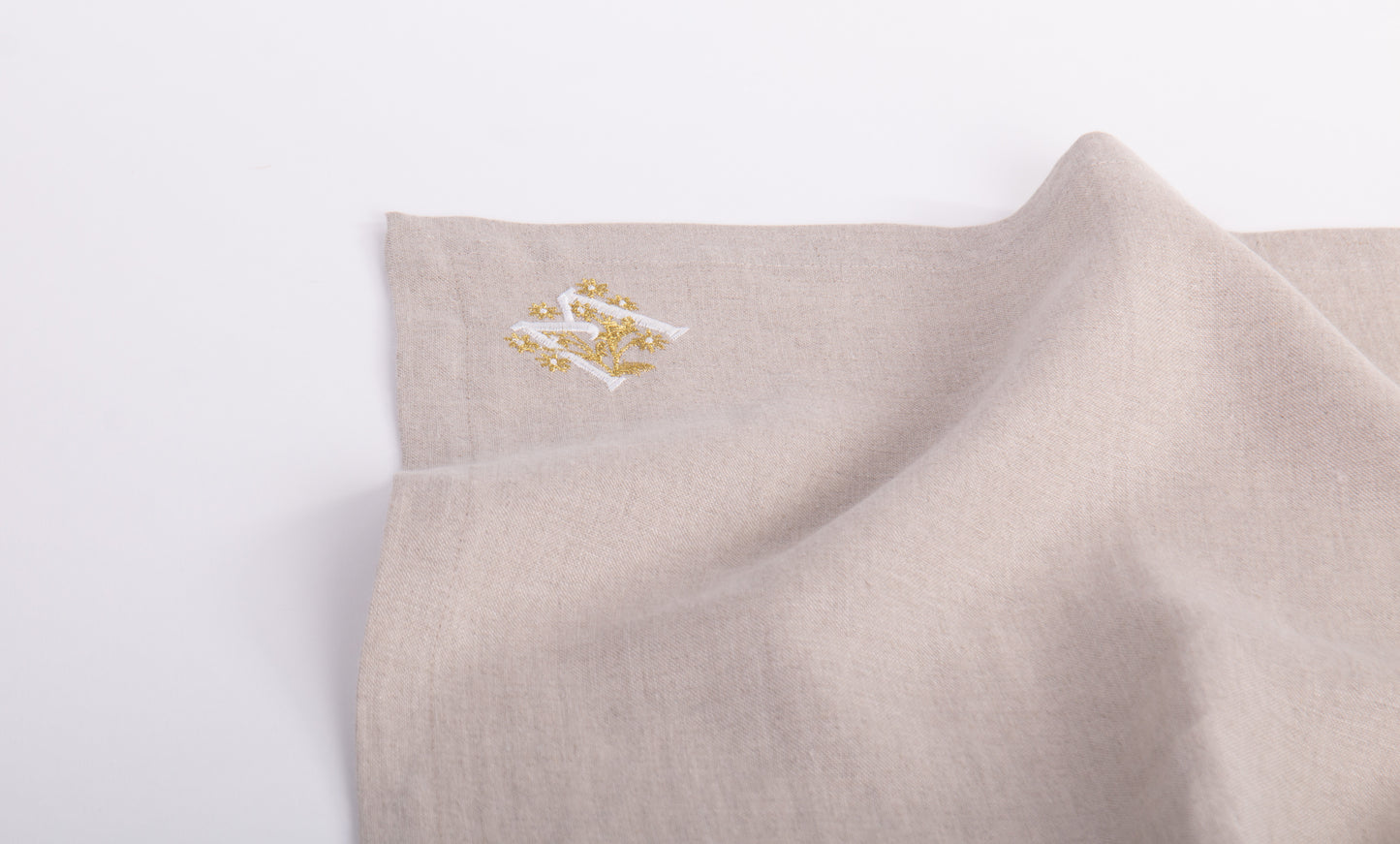 Embroidered Linen Napkins | Initial & Flower