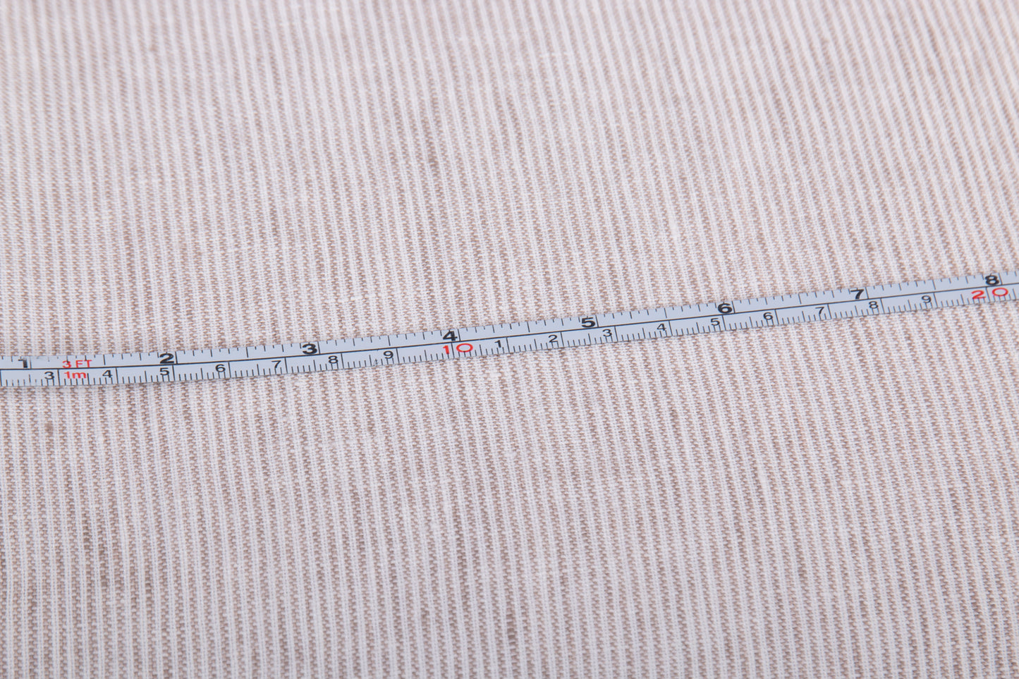 Off-White Grey Striped Linen Fabric - Lightweight European Flax