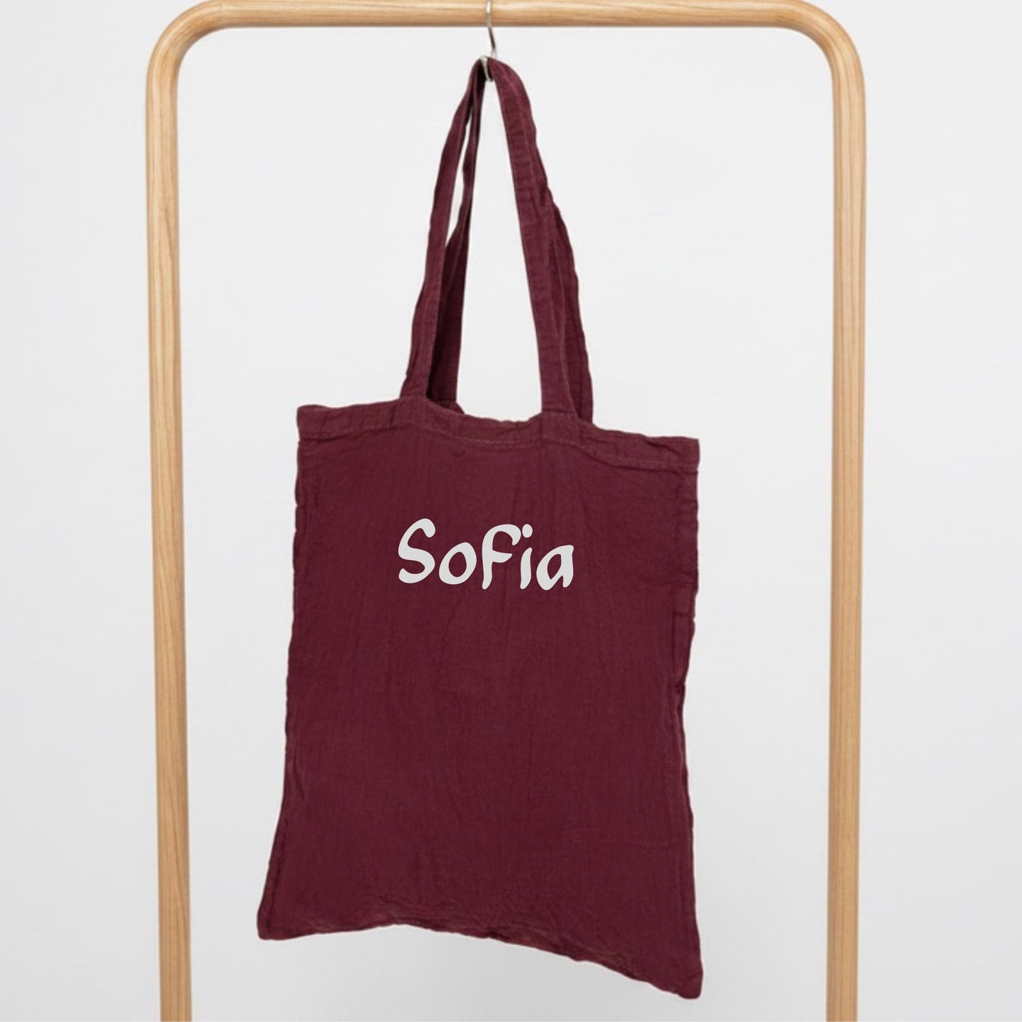 Linen Sports & PE Kit Bag | Personalised with Name, Initials | Beetroot Red