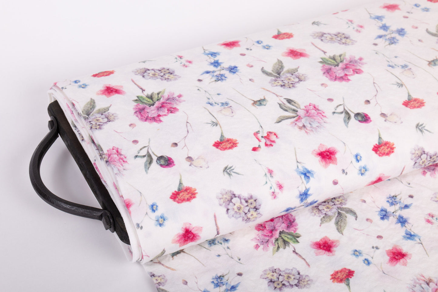 Linen Fabric Azaleas Edelweiss Marigolds | Off-White Base