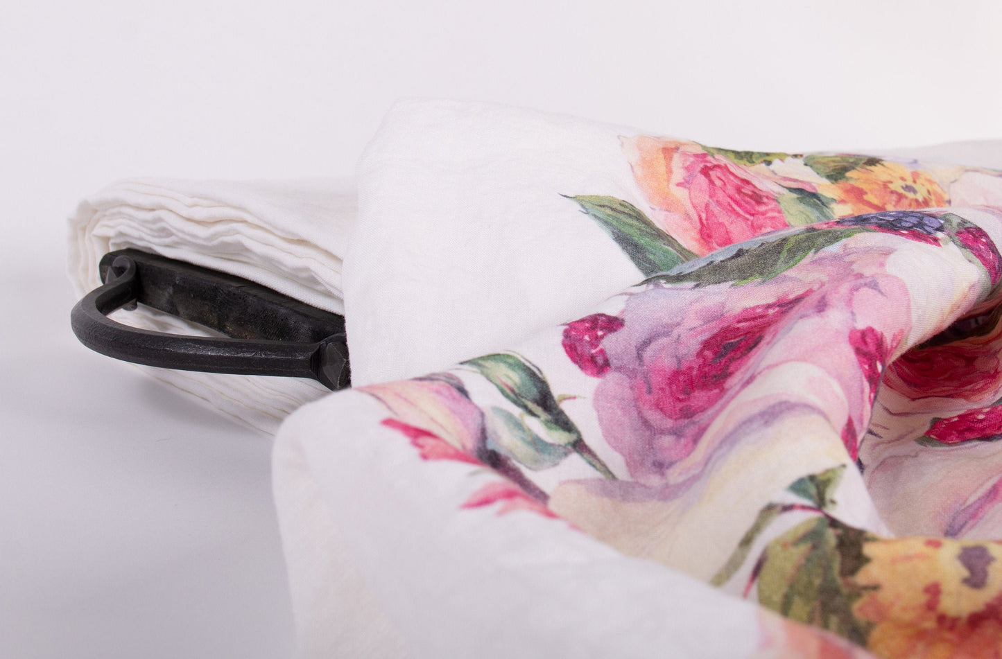 Roses, Edelweiss & Berries Print Linen Fabric