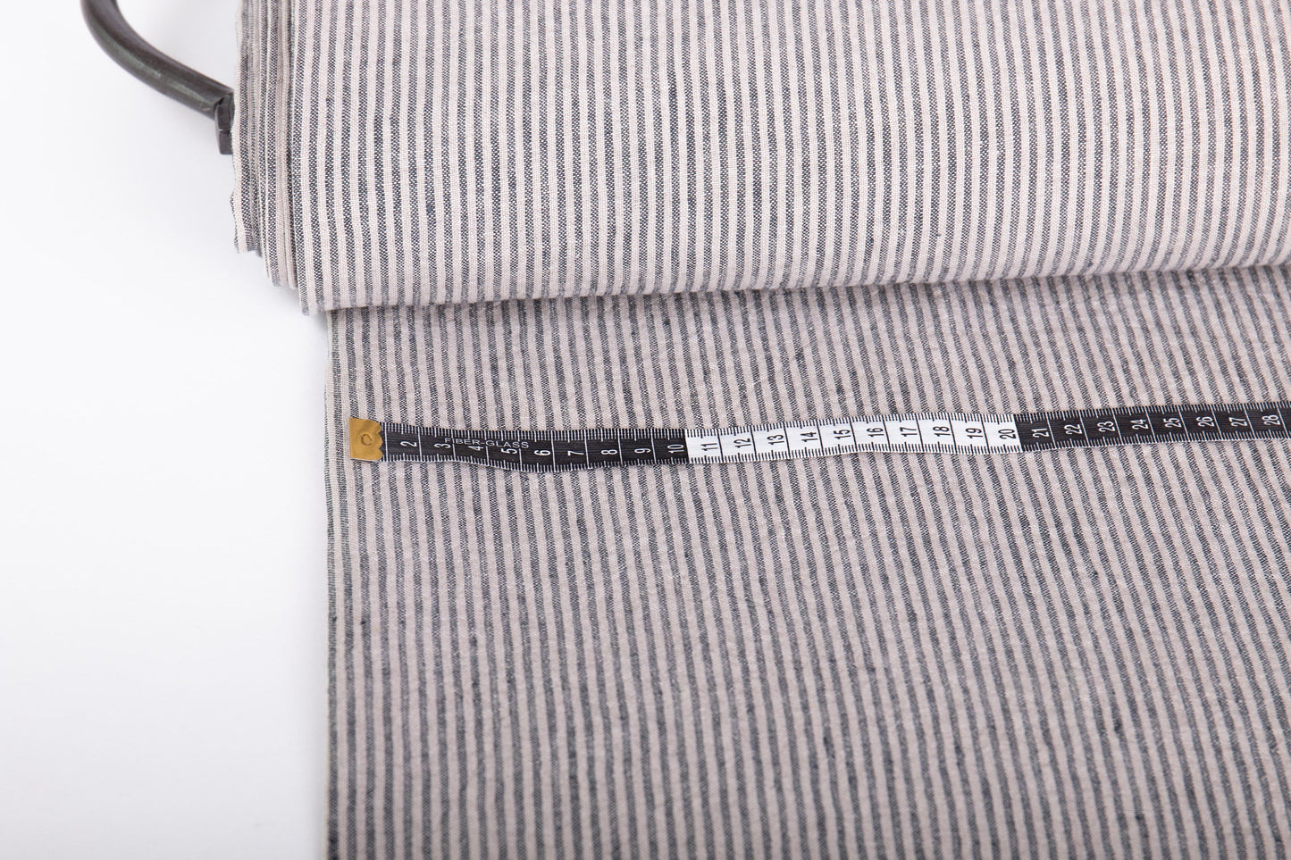 Gray on Natural Striped Linen Fabric (200gsm)