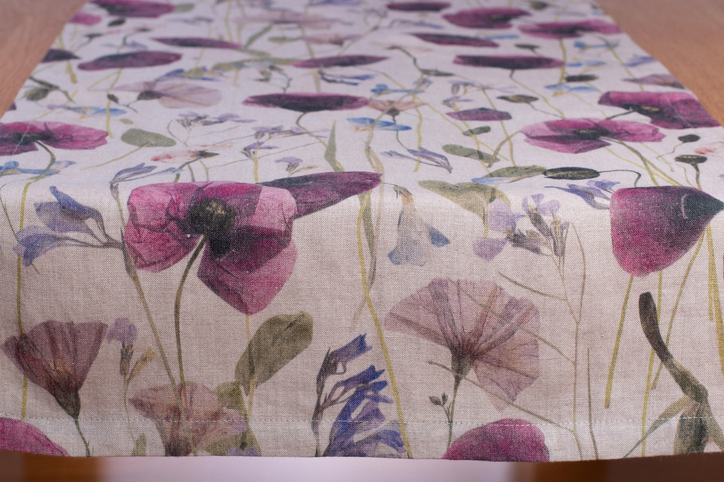 Linen Table Runner | Dried Poppy Print