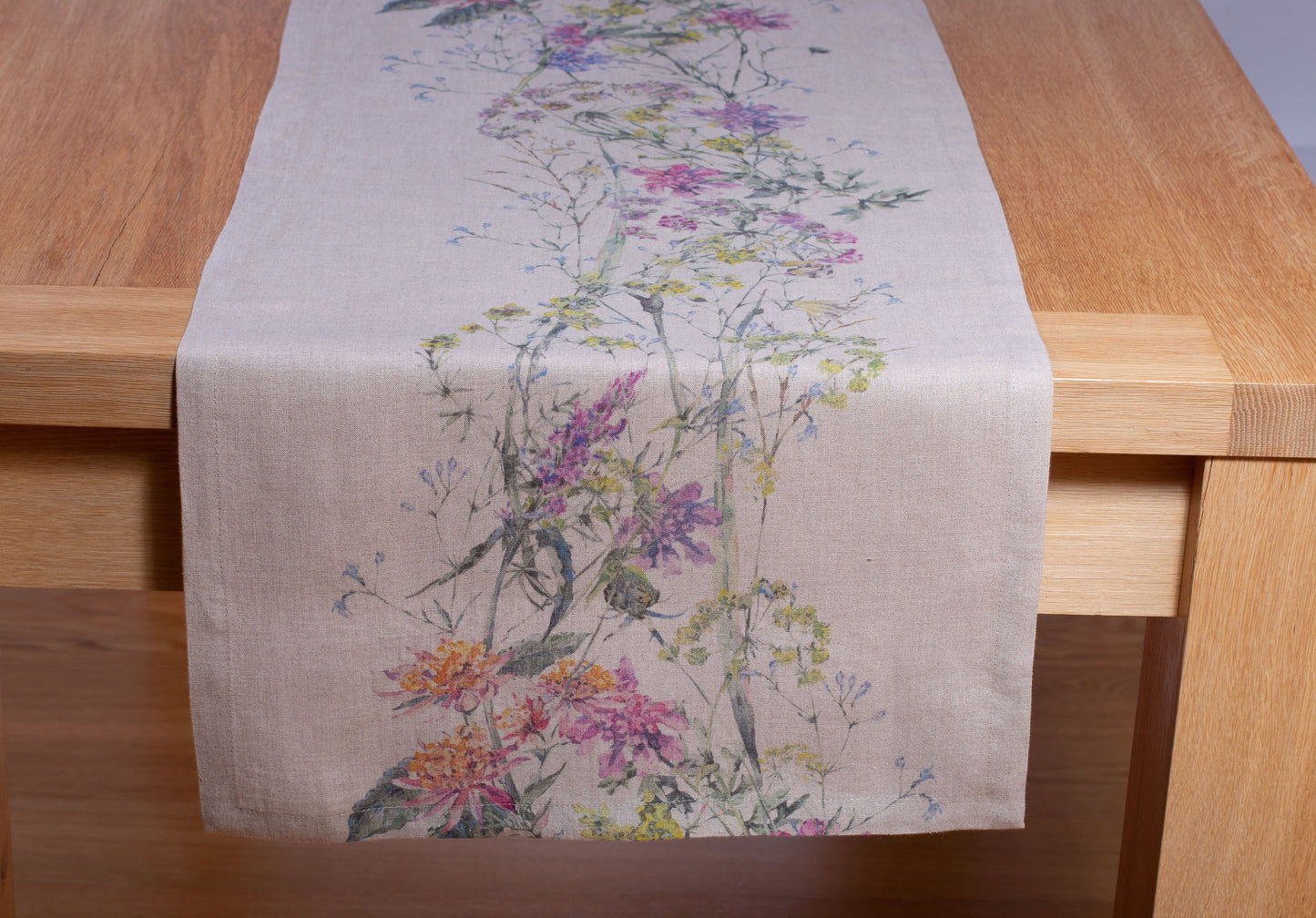 Linen Table Runner | Natural Meadow Print