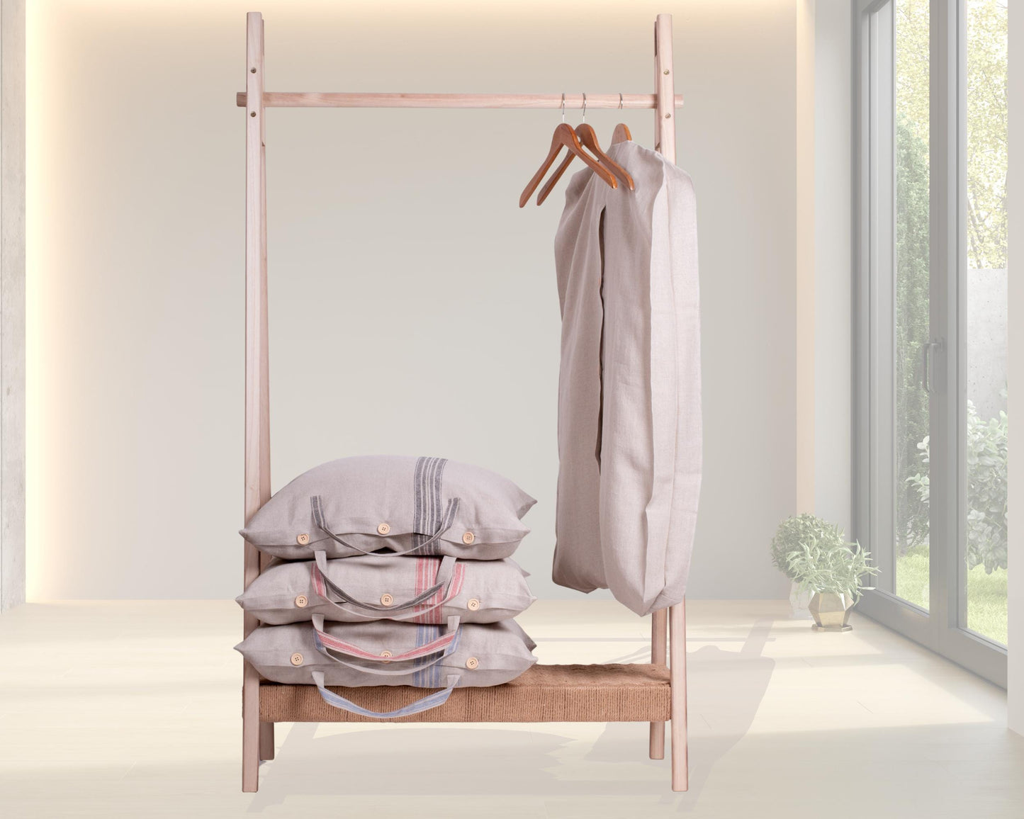 Linen Storage Bags With Side Stripe