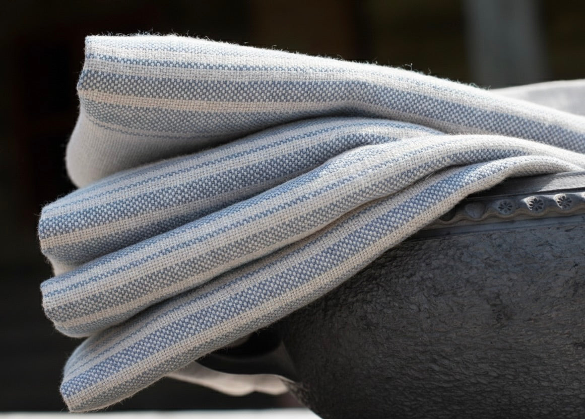 Striped Linen Napkins Set | Black, Red, Blue