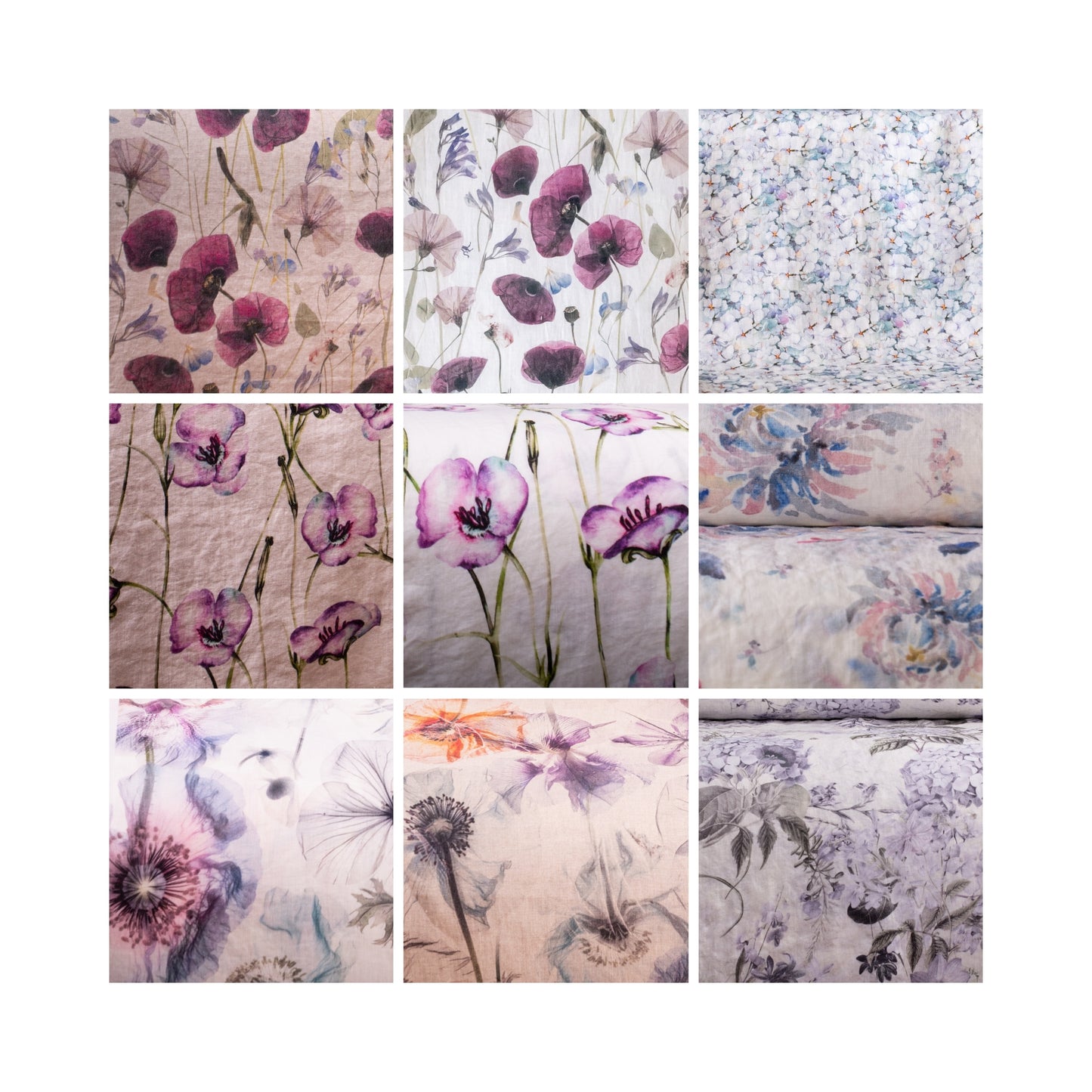 Floral Linen Fabric Swatches