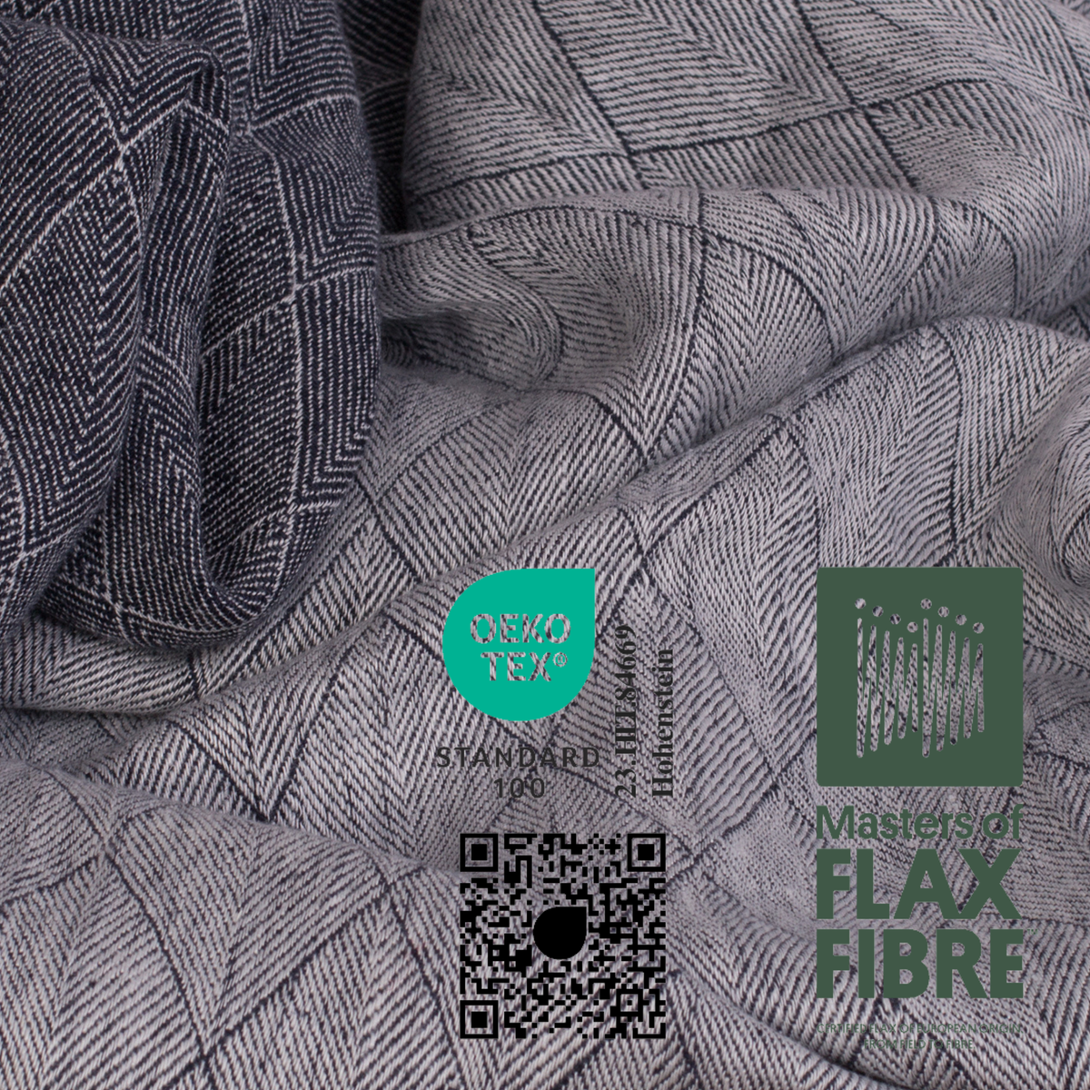 Diamond Washed Linen Fabric, Heavyweight - Navy Blue & White