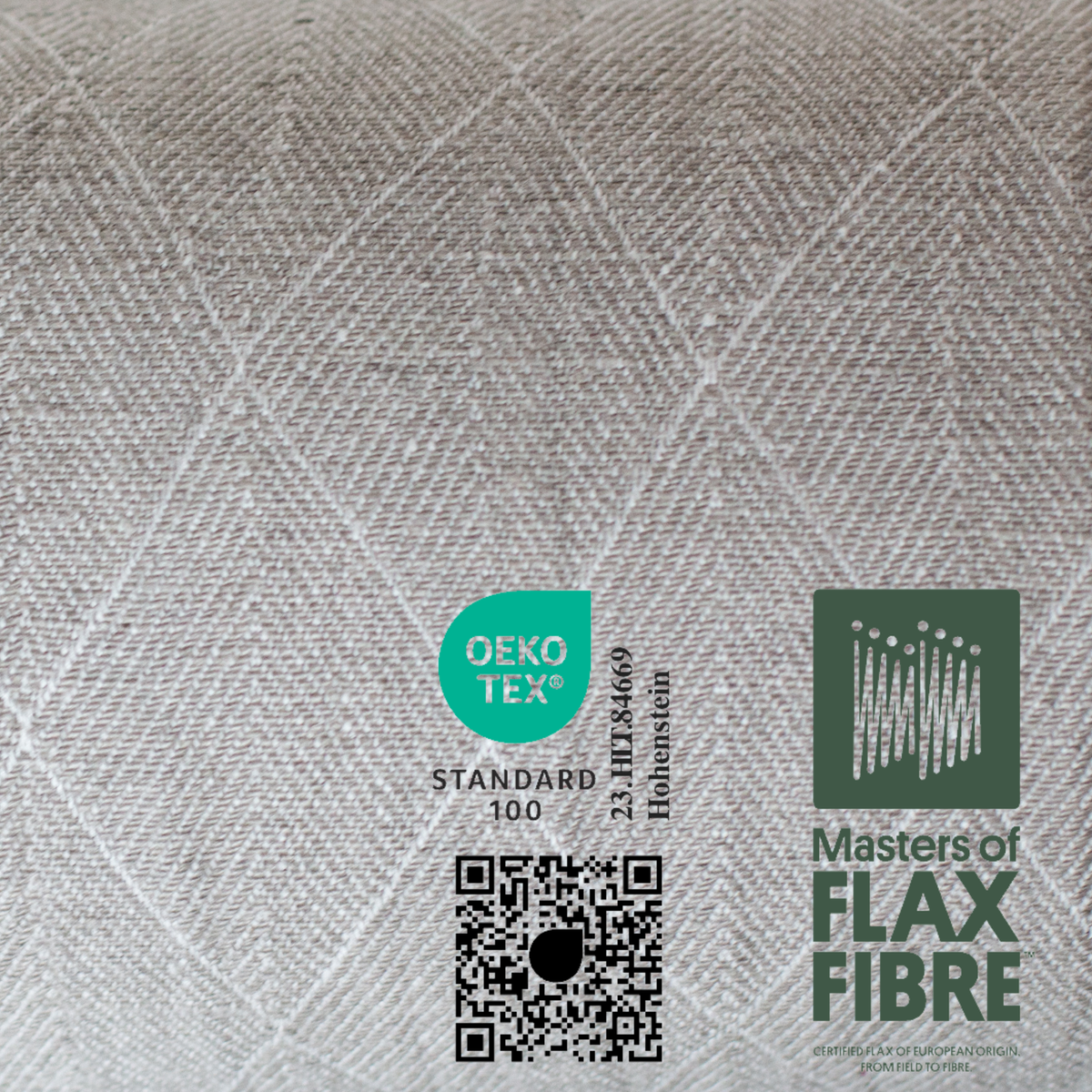 Grey Diamond Weave Washed Linen Fabric, Heavyweight