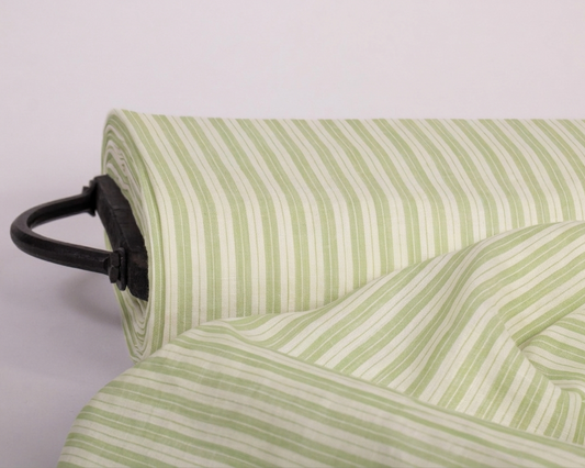Light Green Striped Washed Linen Fabric (170 gsm)