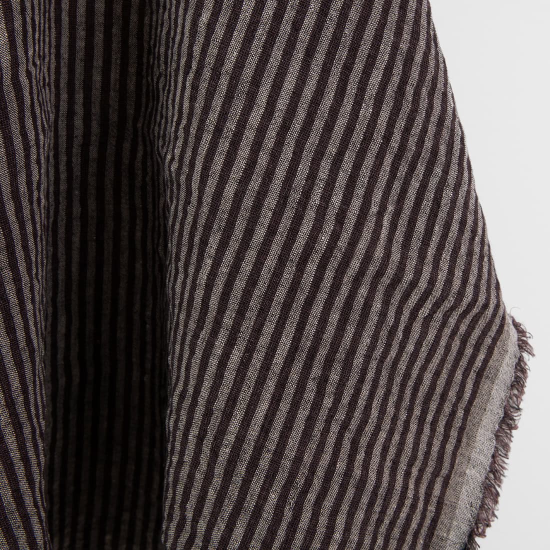 Linen Wool Fabric – Natural, Brown & Black Stripes