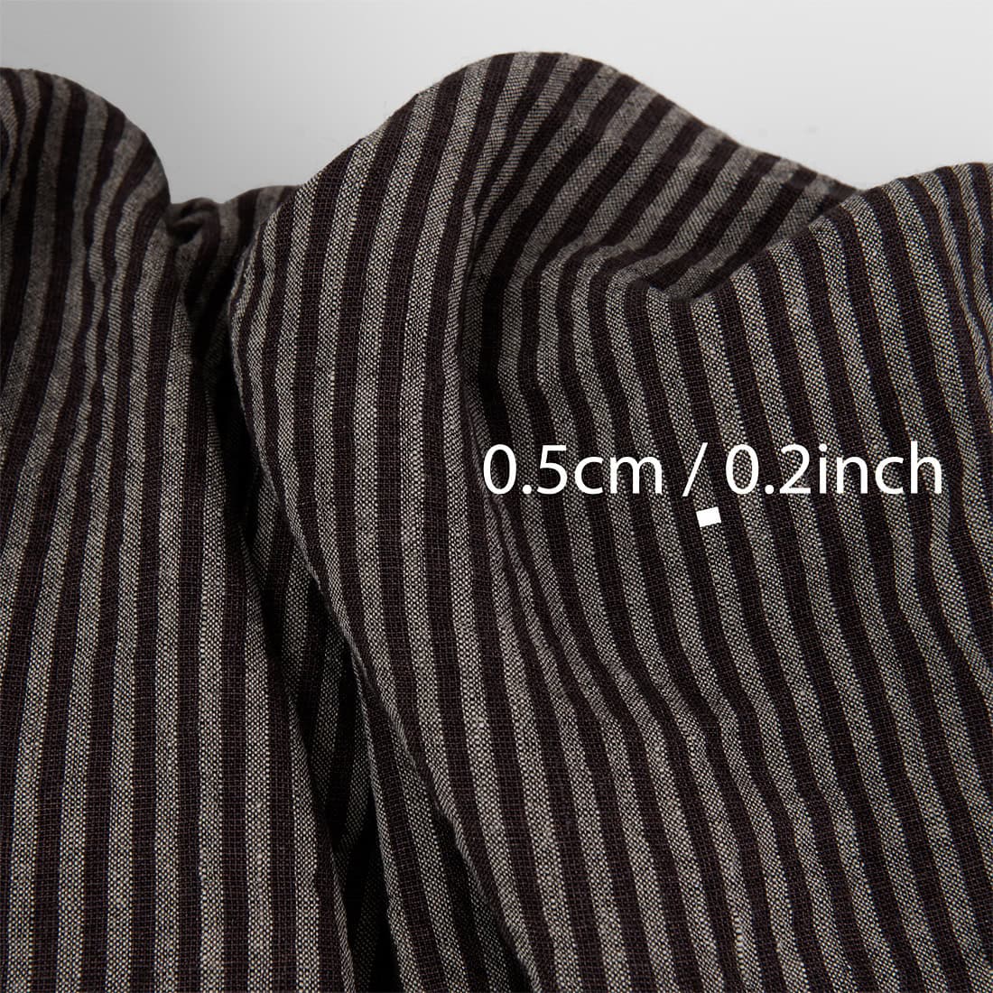 Linen Wool Fabric – Natural, Brown & Black Stripes