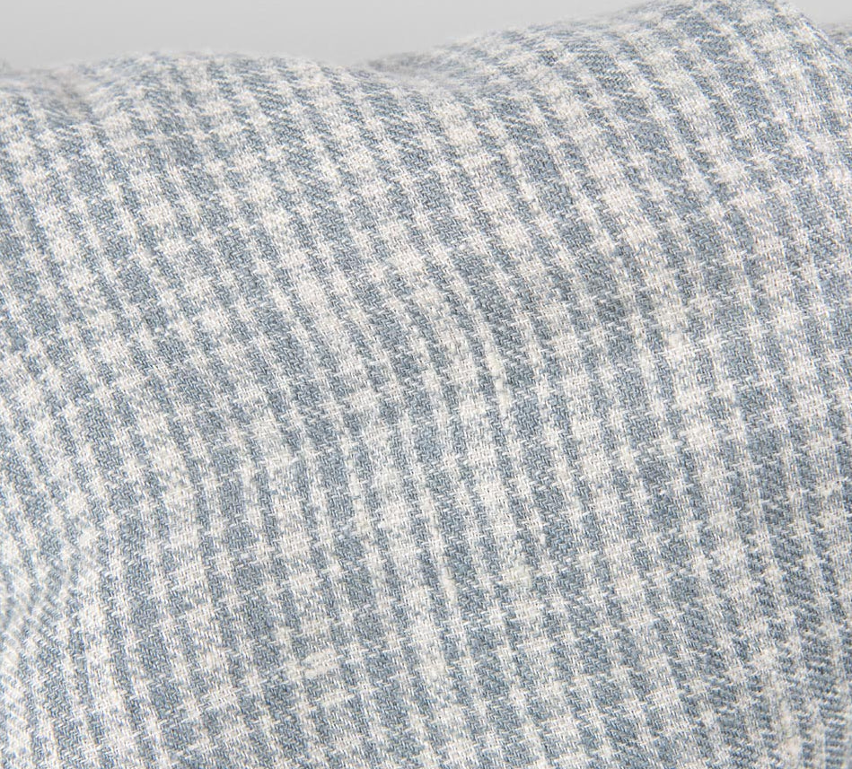 Linen Wool Fabric – Washed Vanilla & Blue-Grey Checks