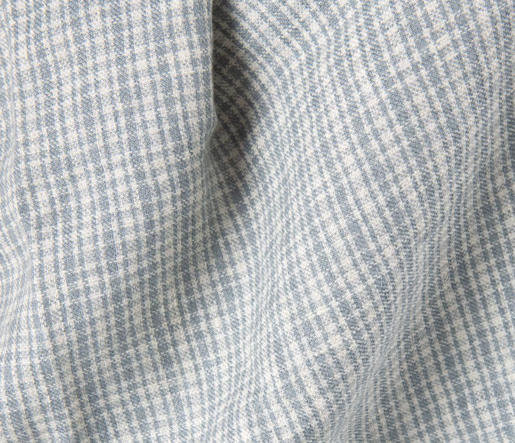 Linen Wool Fabric – Washed Vanilla & Blue-Grey Checks