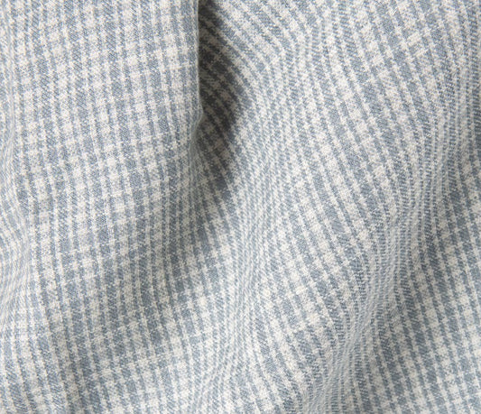 Linen Wool Fabric – Washed Vanilla & Blue-Grey Checks