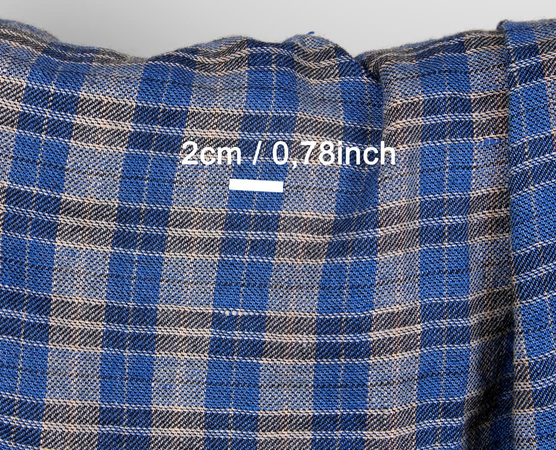Linen Wool Fabric – Blue and Grey Checks, Washed
