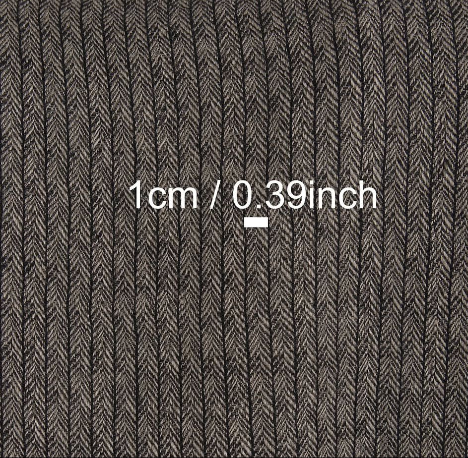 Linen Wool Fabric – Washed Beige & Black Herringbone