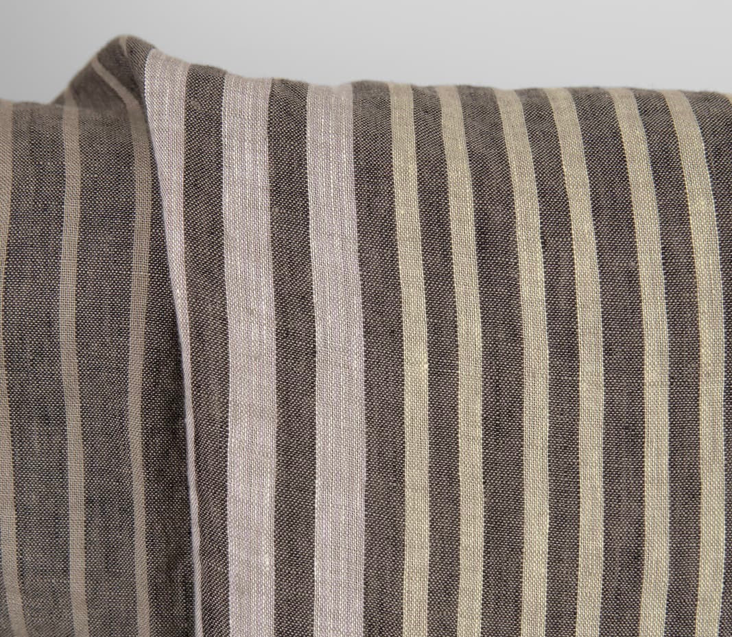 Striped Linen Fabric – Dark Grey, Taupe, Yellow, White & Lavender | 145 cm