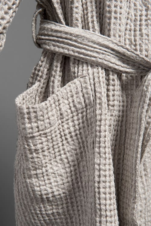 Linen Waffle Bathrobe for Men