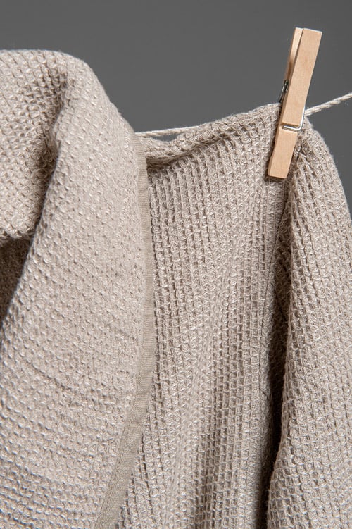 Linen Waffle Bathrobe for Men
