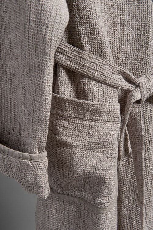 Linen Waffle Bathrobe for Men