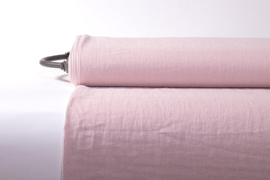 Extra Wide Washed Soft Pink Linen Fabric 295cm, Medium Weight