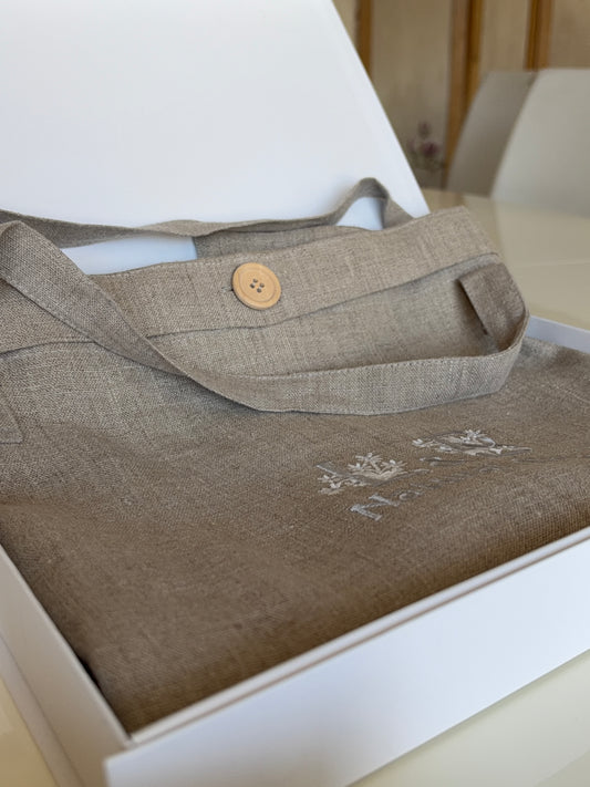 Personalised Linen Storage Bag | Undyed Natural Linen