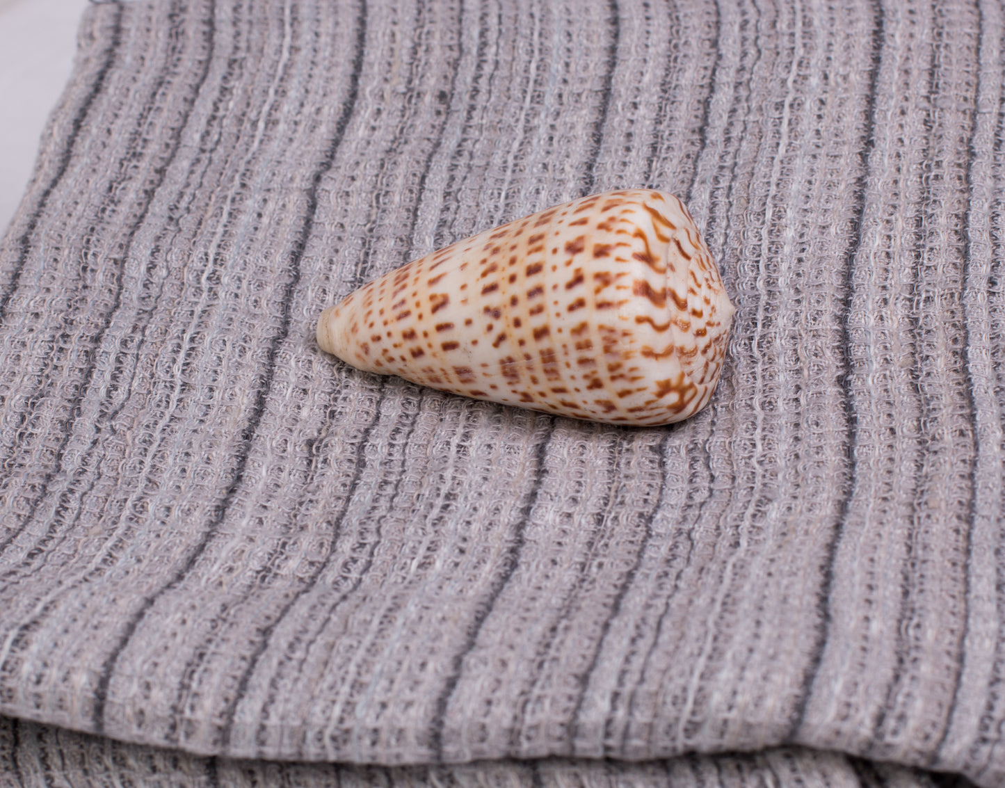 Grey Striped Linen Waffle Towel