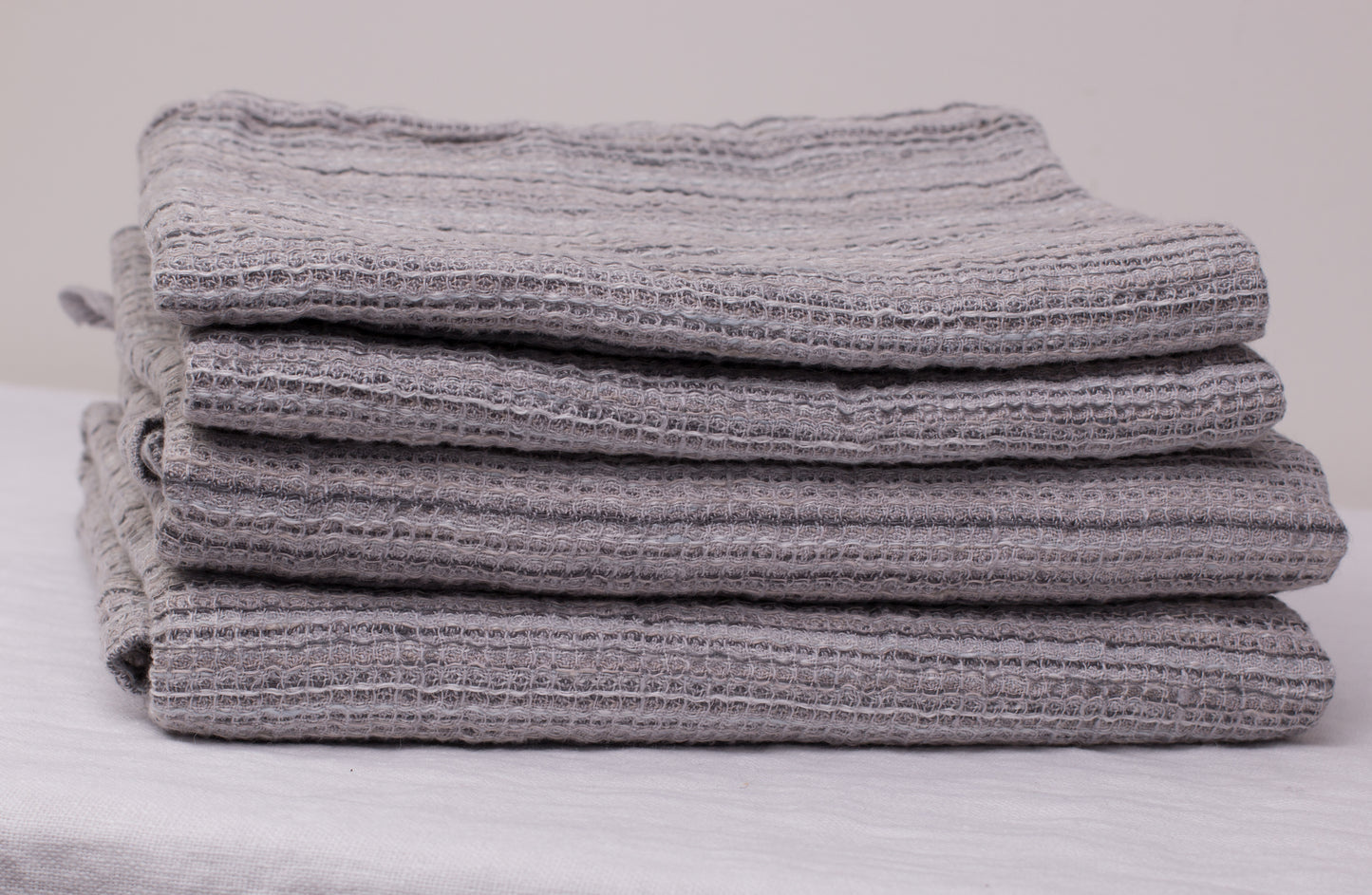 Grey Striped Linen Waffle Towel
