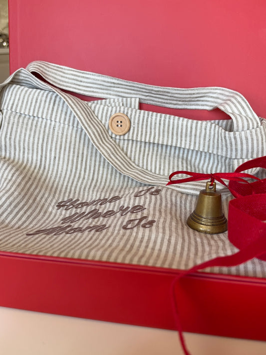 Personalised Linen Storage Bag | White Striped