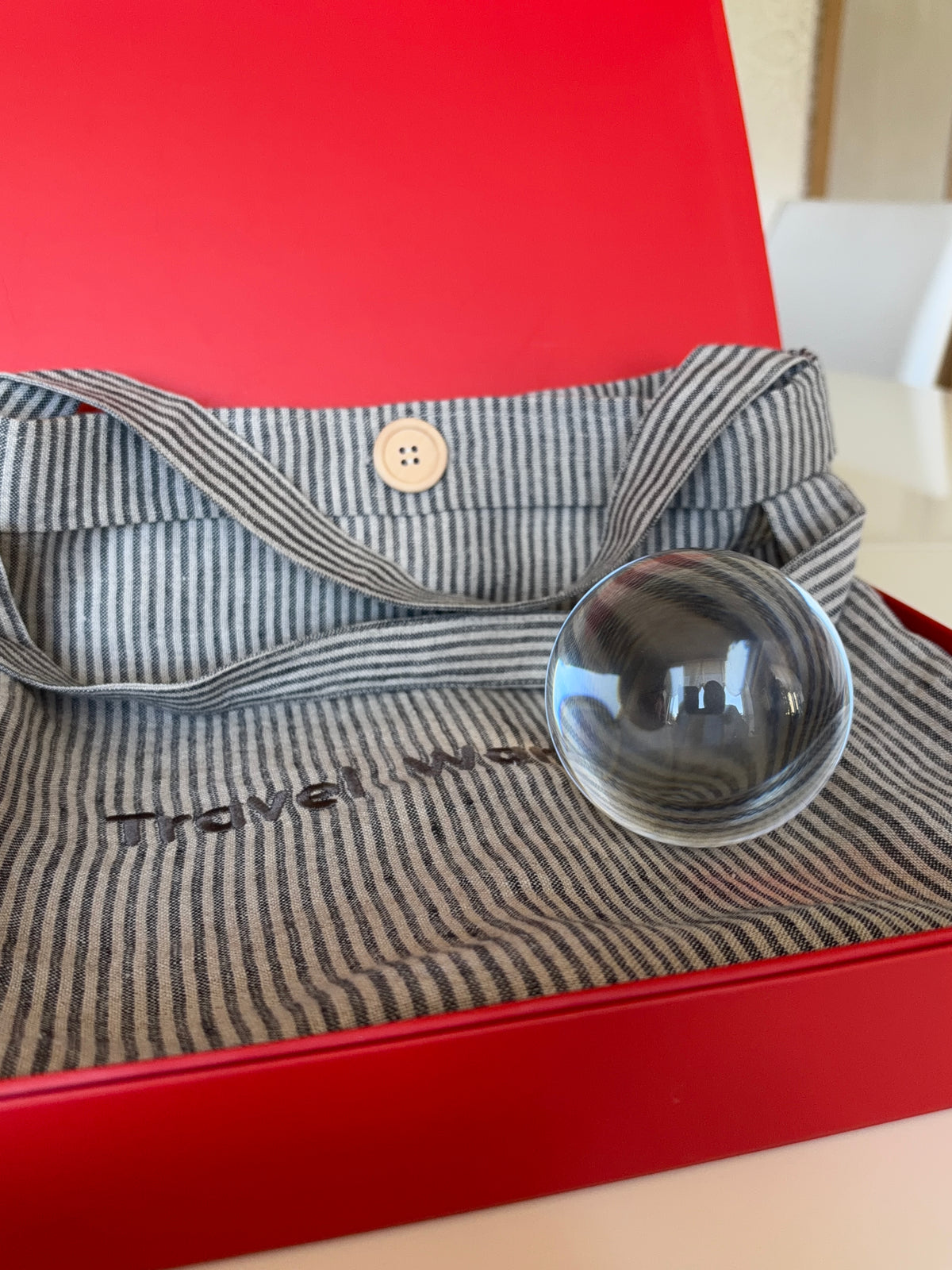 Personalised Linen Storage Bag | Dark Grey Striped