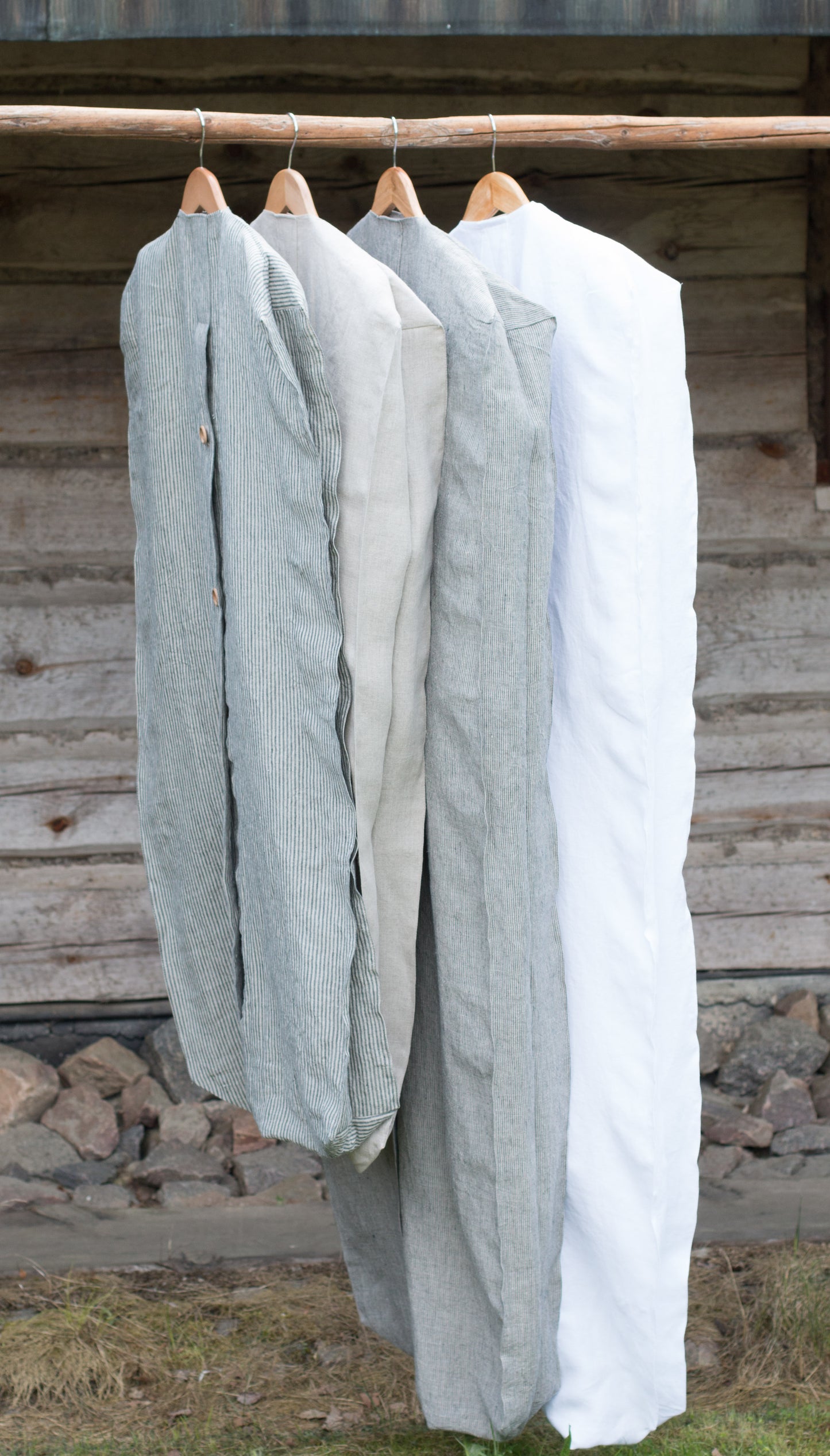 Linen Garment Bag - White Organic Storage