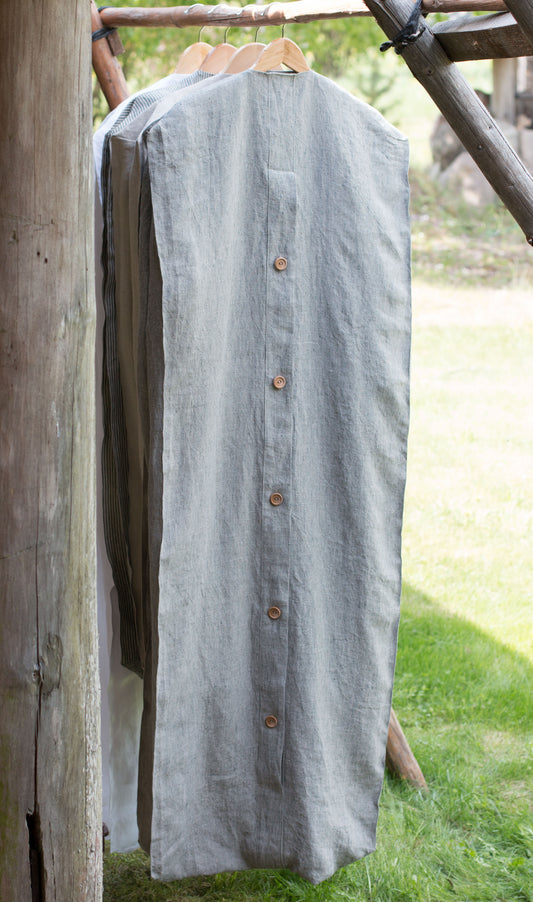 Linen Garment Bag - Narrow Striped Organic Storage
