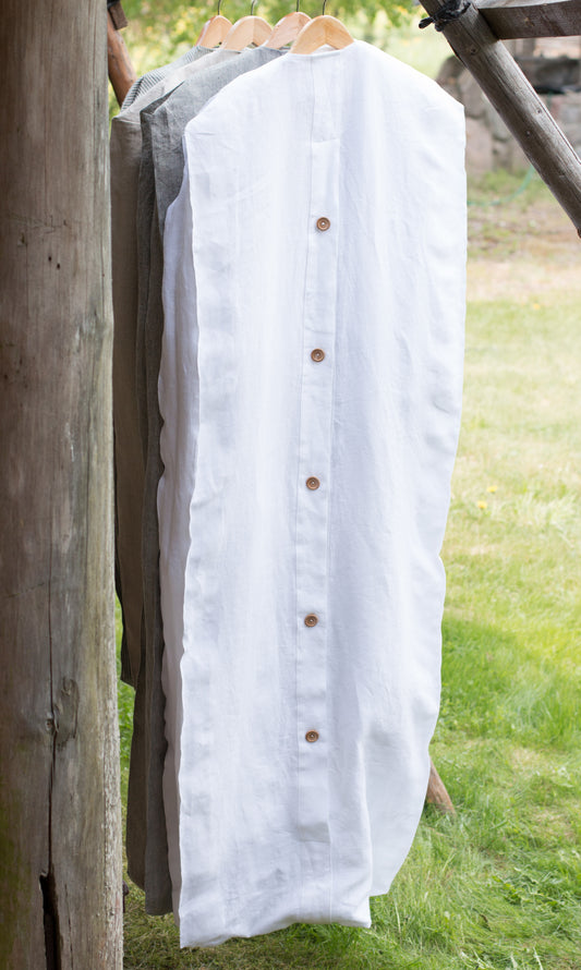 Linen Garment Bag - White Organic Storage