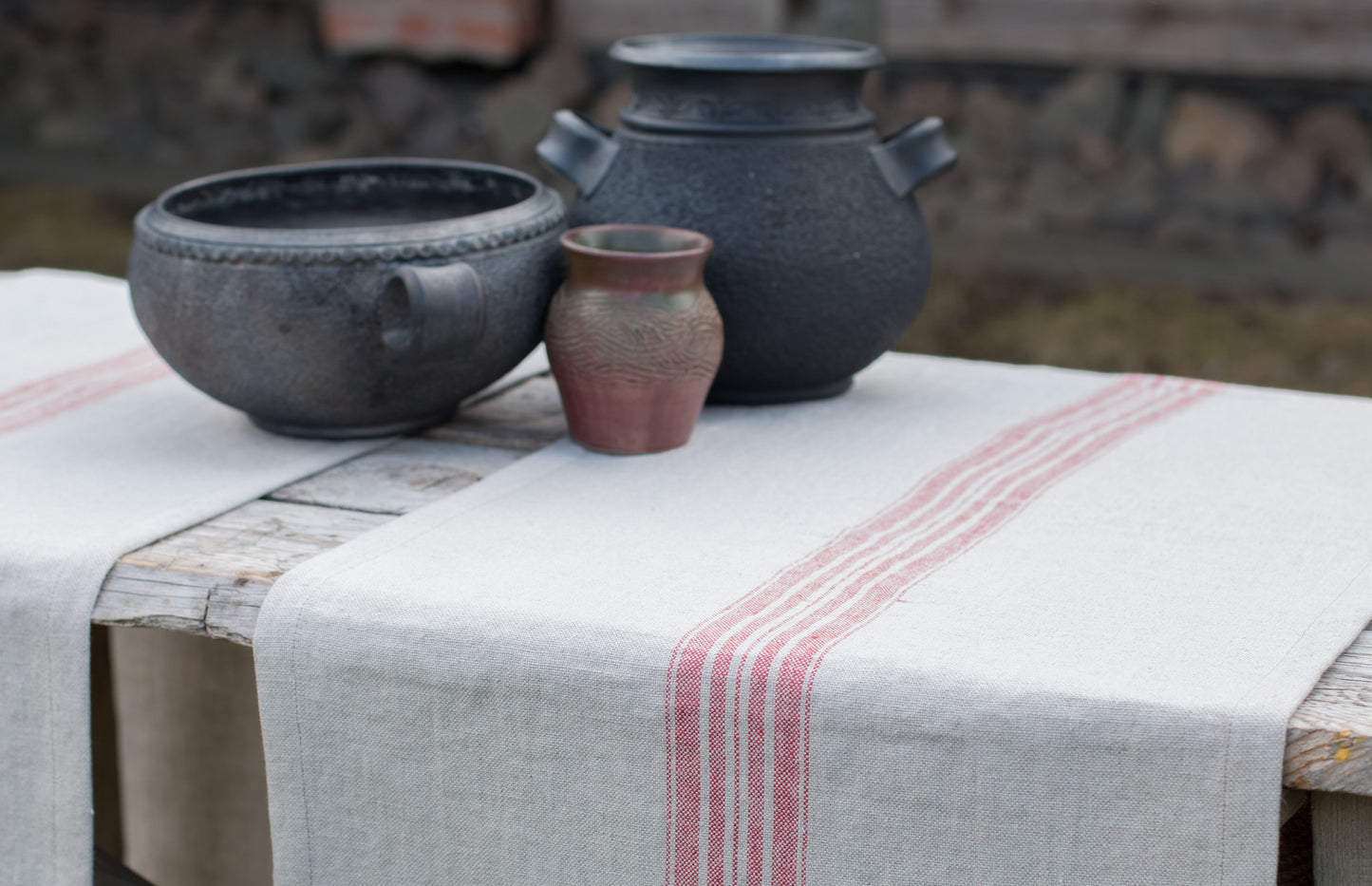 Striped Linen Table Runner | Stone-Washed Heavy Weight