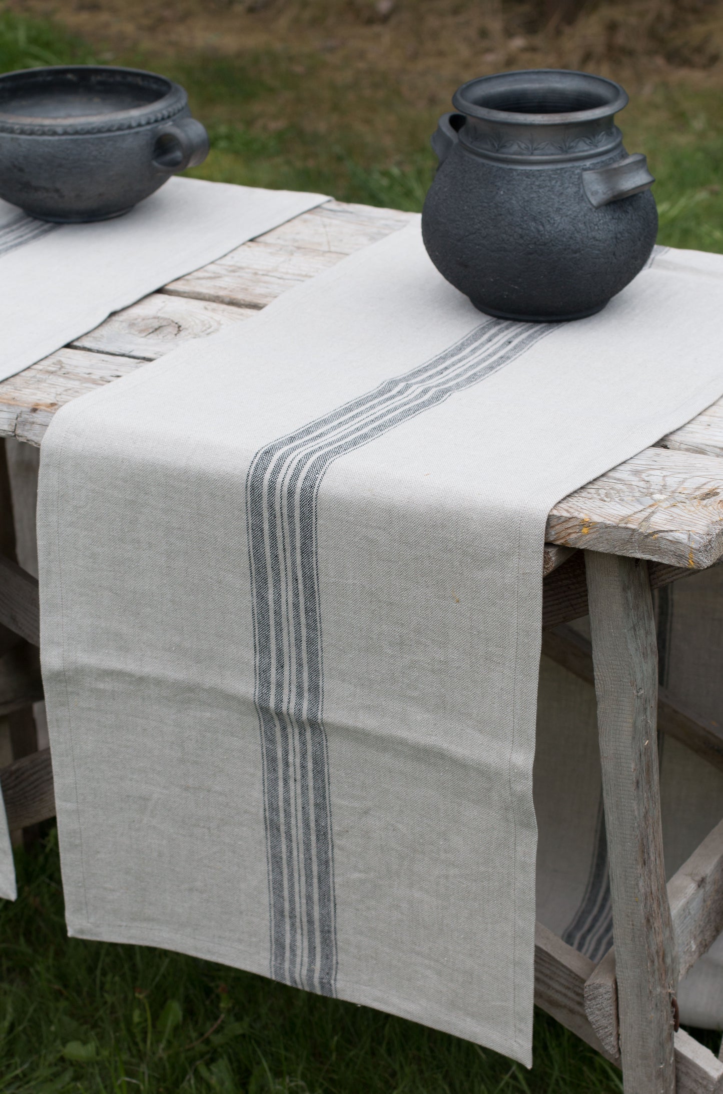 Striped Linen Table Runner | Heavyweight Organic