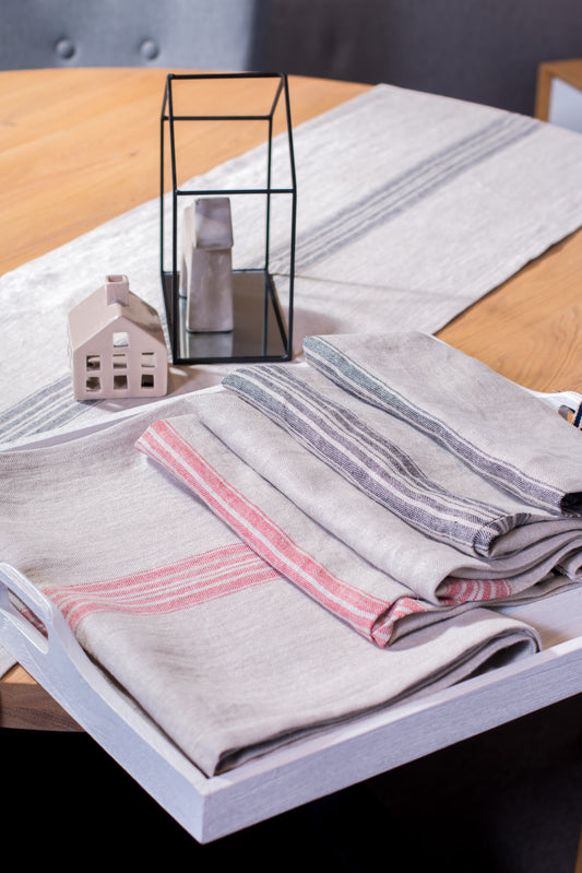 Striped Linen Placemats Set | Undyed Natural