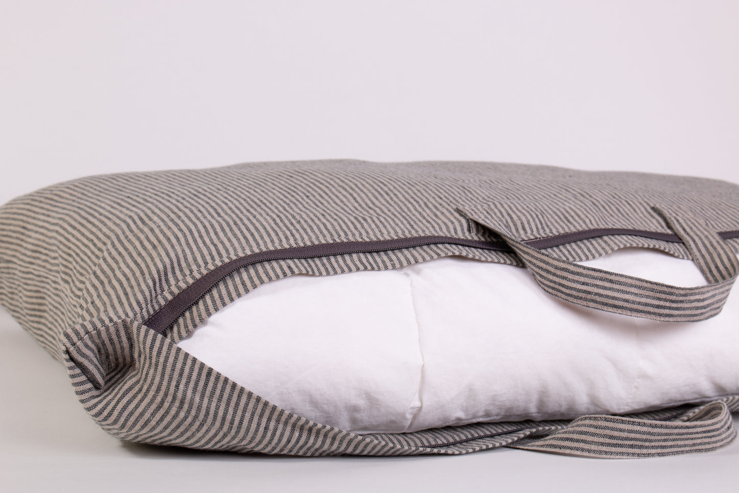 Striped Linen Storage Bags with Handles