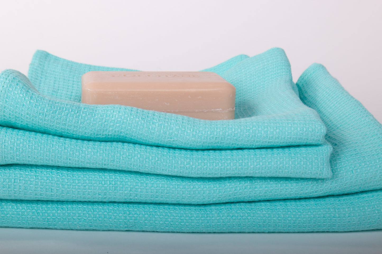 Turquoise Linen Waffle Towels | Bath & Beach