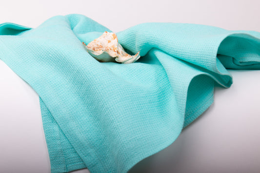 Turquoise Linen Waffle Towels | Bath & Beach