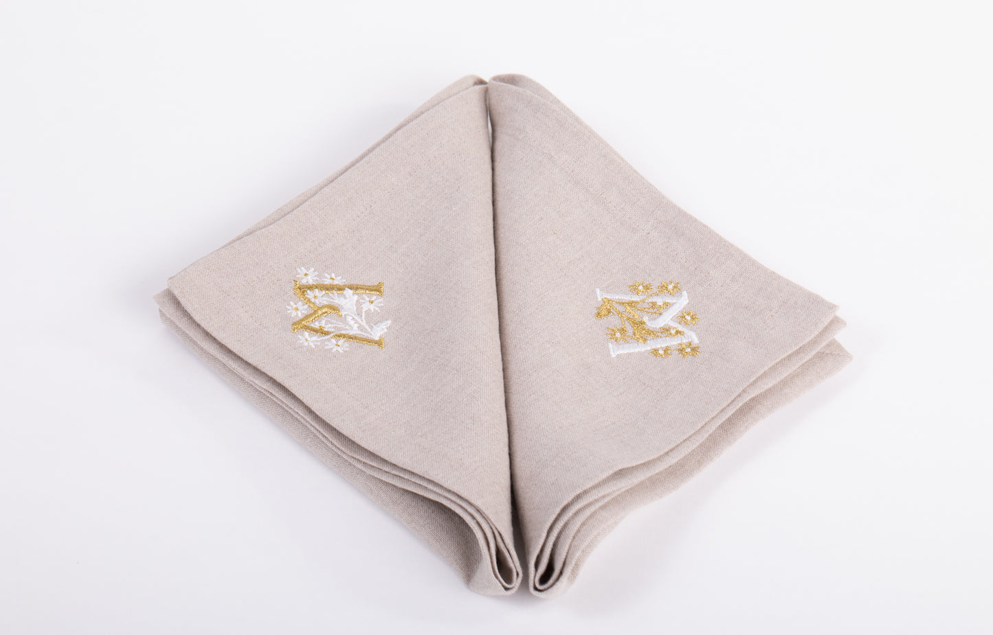 Embroidered Linen Napkins | Initial & Flower
