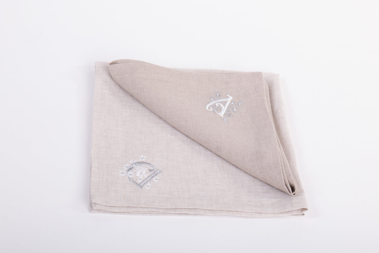 Embroidered Linen Napkins | Initial & Flower
