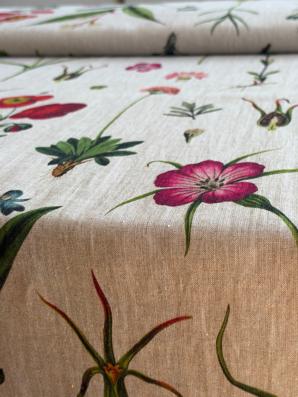 Life of Flowers Floral Linen Fabric – Medium Weight