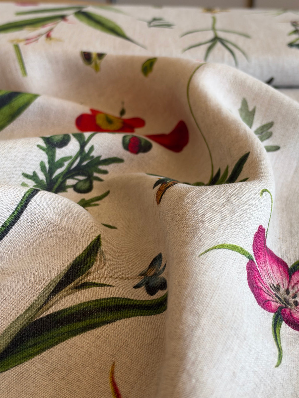 Life of Flowers Floral Linen Fabric – Medium Weight