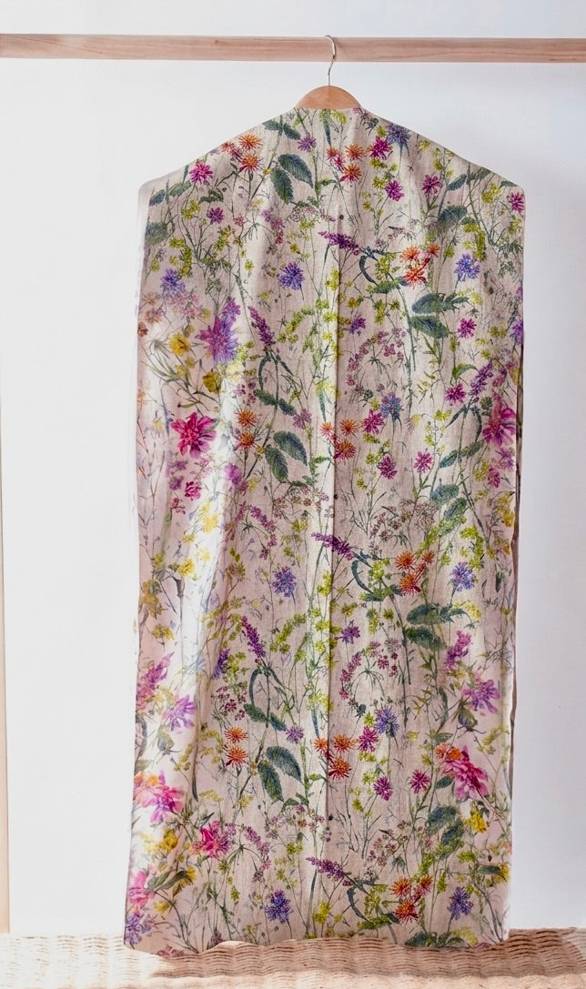 100% Linen Garment Storage Bag - FLOWER FIESTA